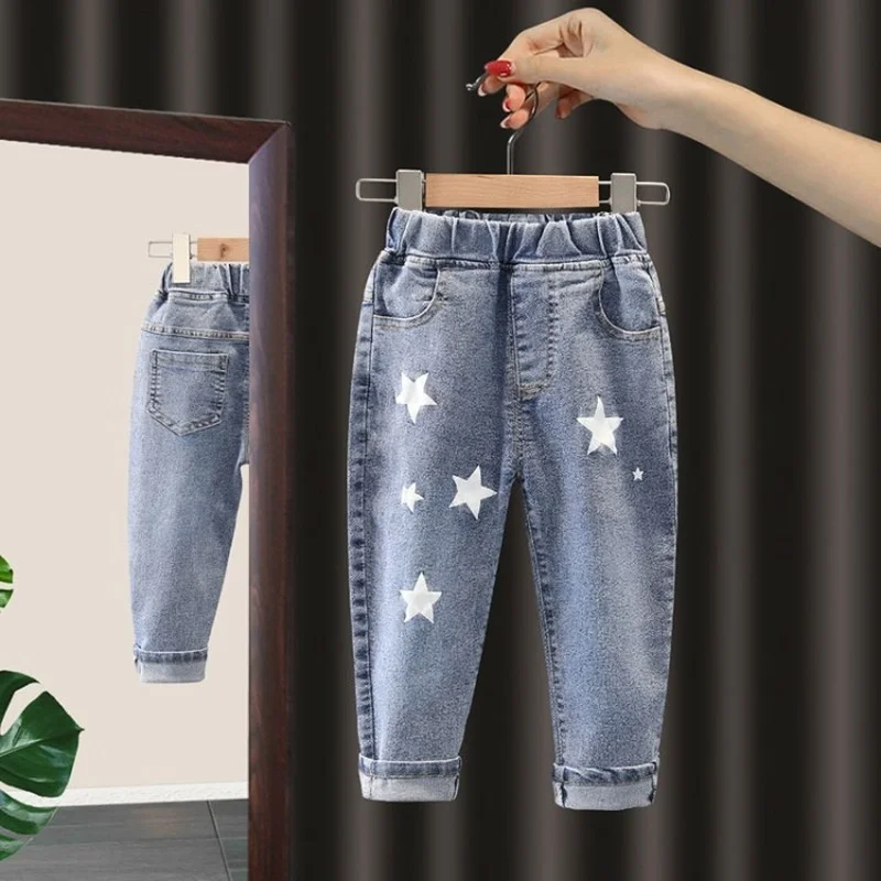 

2-6 Years Girls Jeans Clothes Kids Cowboy Long Pants Children Denim Trousers Clothes Spring Baby Boy Casual Stretch Jeans