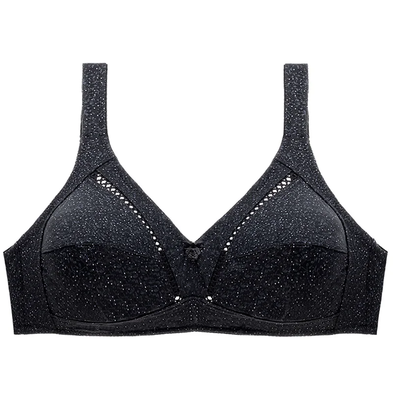 

Plus Size Bra Dot Women's Bra Black Beige Unlined Wire Free Big Bra Top Bras For Women B C D DD E Cup 40 42 44 46 48 50 52