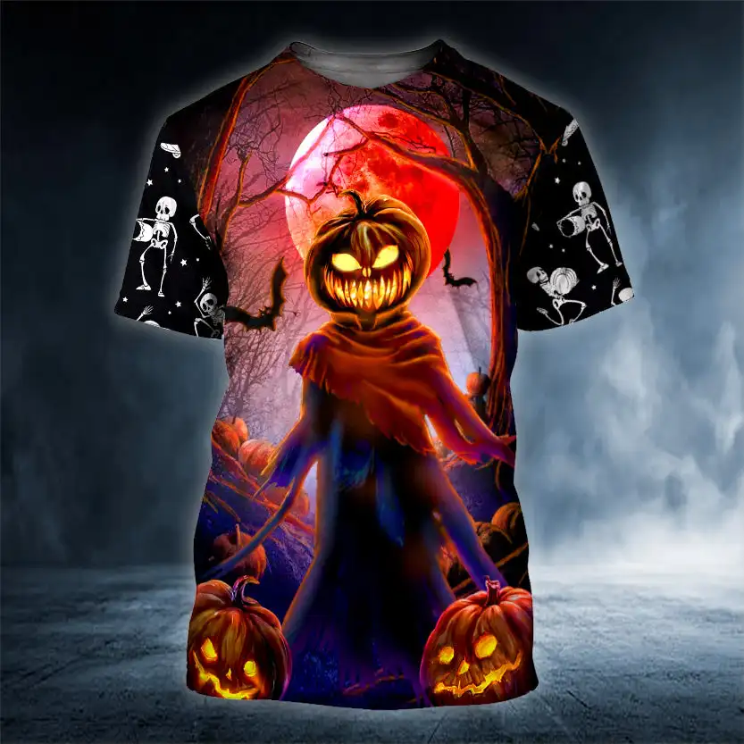 

PLstar Cosmos Newest Summer T-shirt Ghost Pumpkin Halloween Skull 3D All Over Printed Men's t shirt Unisex Casual tops TX-143