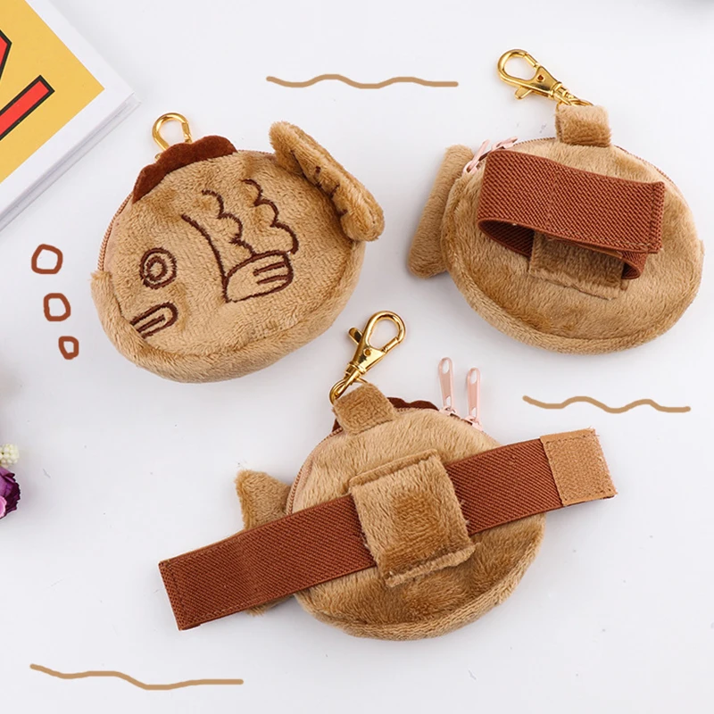 Cute Plush Snapper Fish Doll Coin Purse New Japan Style Wrist Bag Key Mini Cute Zipper Girl Coin Wallet Earphone Bag KeyChain