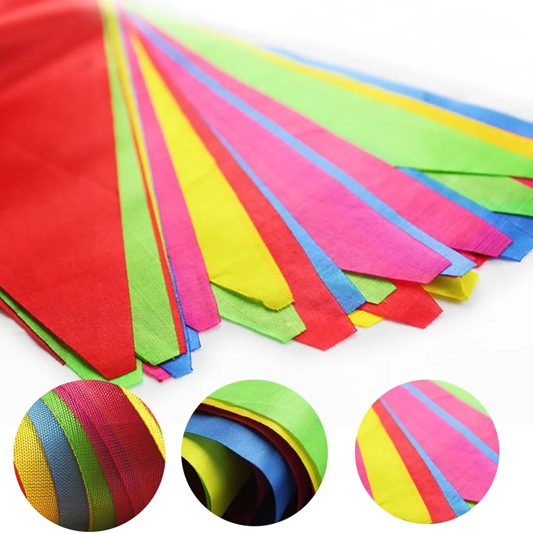 50/100M Multicolored Triangle Flags Bunting Party Banner Triangle Garland For Kindergarten Home Garden Wedding Shop Street Decor images - 6