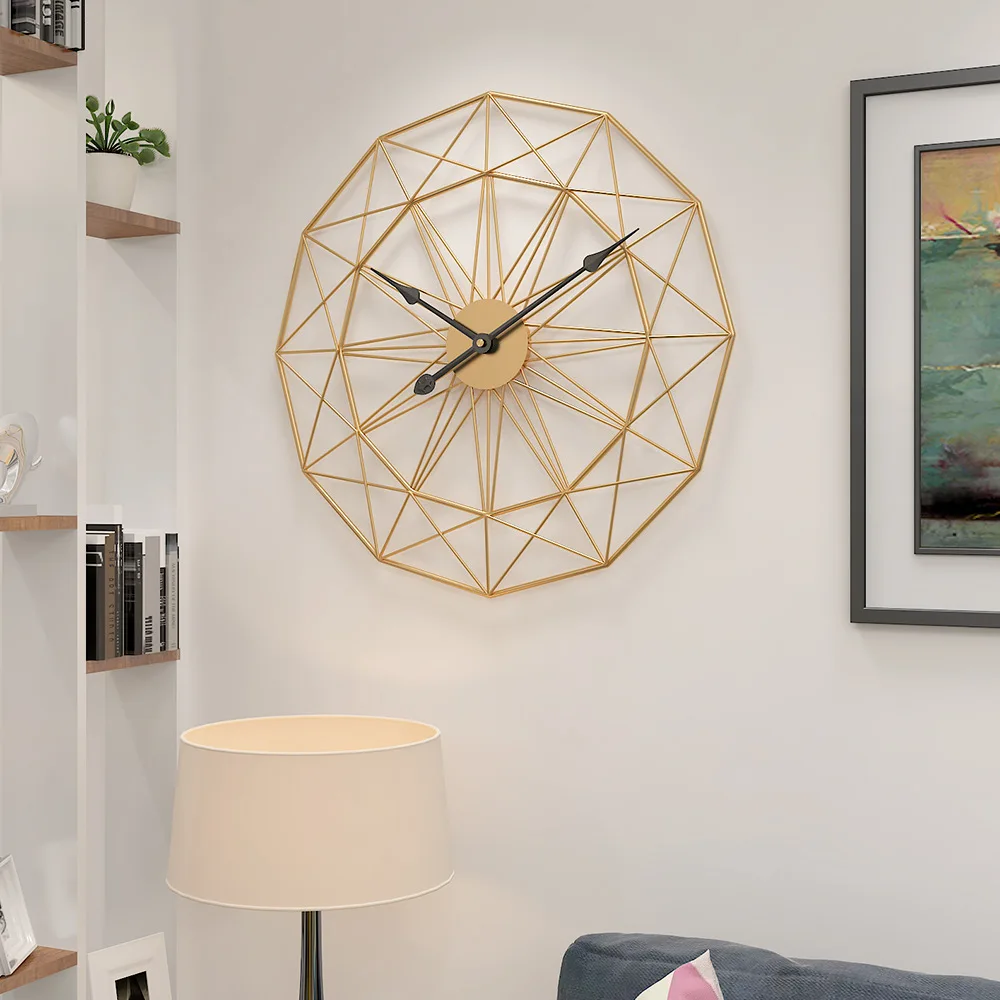 

1PC 50/60cm Retro Nordic Type Iron Art Large Silent Hanging Wall Clock Mute Hanger Clocks Home Living Room Bedroom Decor New