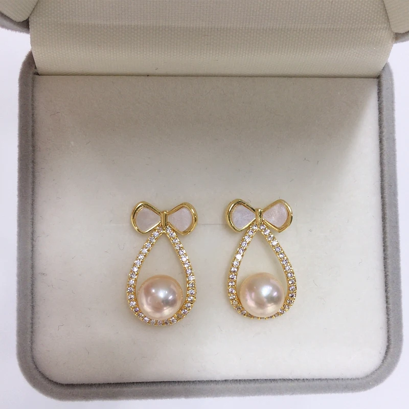ZHBORUINI 2024 серьги с натуральным пресноводным жемчугом для женщин позолоченные 14 К