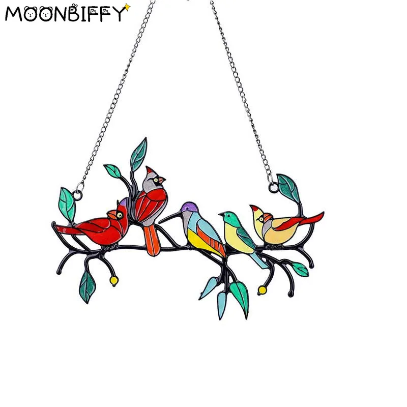 

Mini Colored Glass Bird Pendant Acrylic Tapestries Wall Hanging Colorful Birds Decor Room Scandinavian Decor Accessories