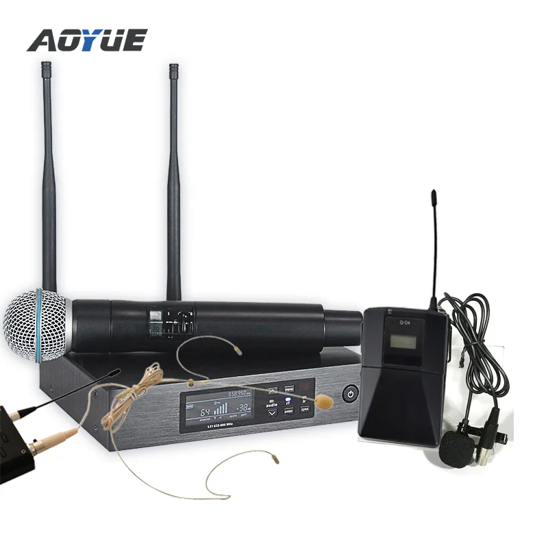 

Q-D4 microphones karaoke uhf true diversity dynamic one channel wireless microphone system