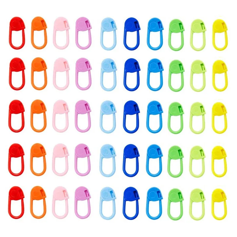 

100Pcs Mix Color Plastic Pin U-Shaped Buckle Clip Locking Stitch Markers Crochet Latch Knitting Tool Needle Hook Sewing Supplies