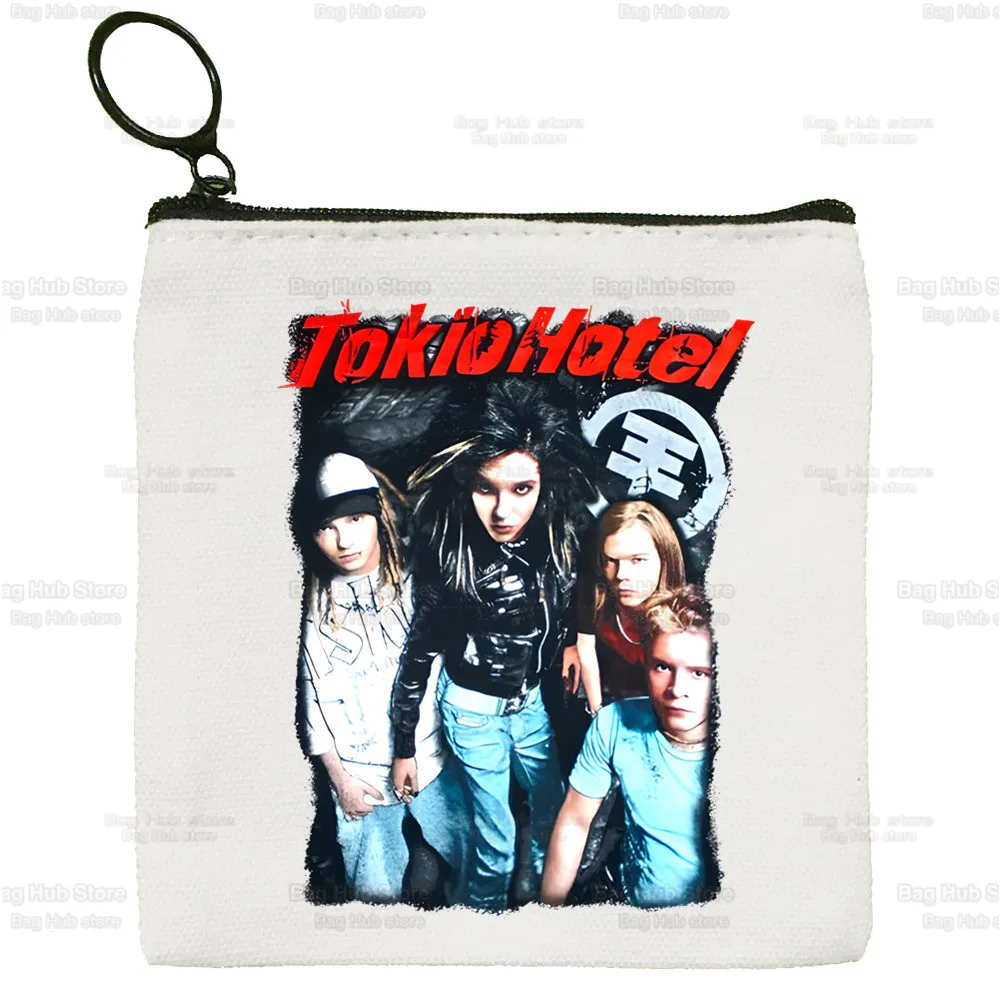 

Tokio Hotel Group Music Y2K Rock Cartoon Coin Purse Female Mini Canvas Art Cute Key Case Coin Purse Student Wallet