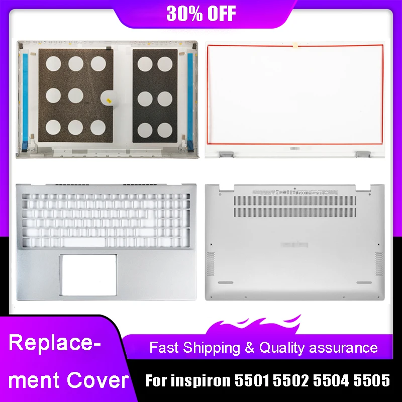 

New Laptop LCD Back Top Cover For Dell inspiron 5501 5502 5504 5505 Front Bezel Palmrest Upper Bottom Base Case Rear Lid Silver