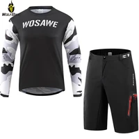 wosawe men downhill clothing suit bicycle jersey shorts quick drying mtb bike top shirts breathable underpants cycling set