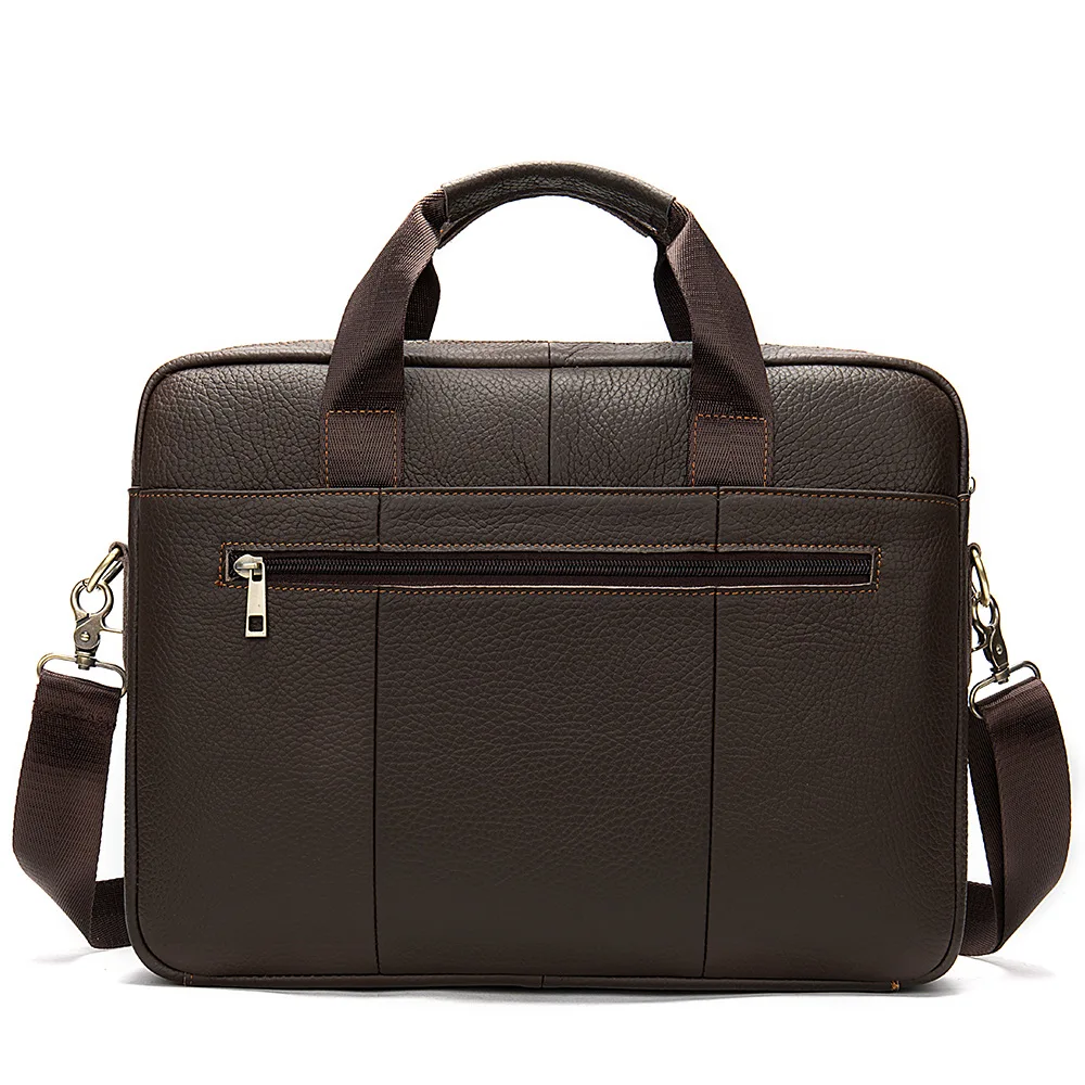 Men's Genuine Leather Business Briefcase High Quality Office Bag 14 Inch Laptop Bag A4 Document Handbag Shoulder Messenger Bag