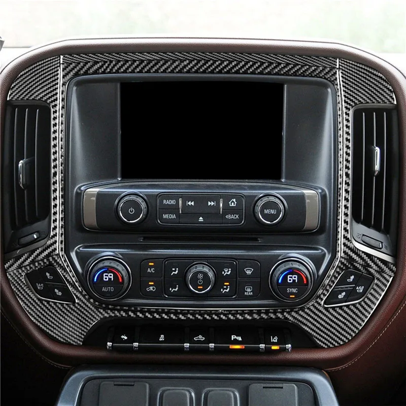 

Наклейки из углеродного волокна для Chevrolet Silverado 1500/GMC Sierra 1500 2014-2018, обшивка центральной консоли, аксессуары для интерьера автомобиля