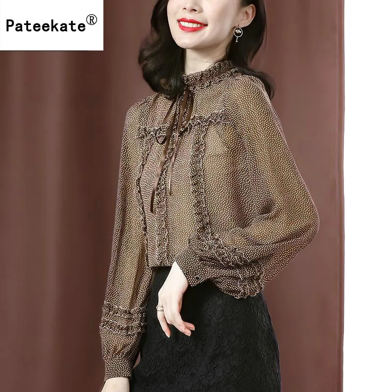 

Женские топы и блузки, однотонная белая шифоновая блузка 2020, Офисная рубашка, тонкие и красивые женские рубашки с длинным рукавом, одежда 2020