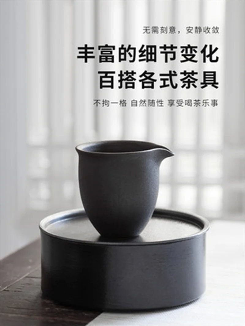 

Черная керамическая чашка для справедливости в японском стиле Дзен, шероховатая керамика, Мужская чашка, керамический разделитель чая для ...