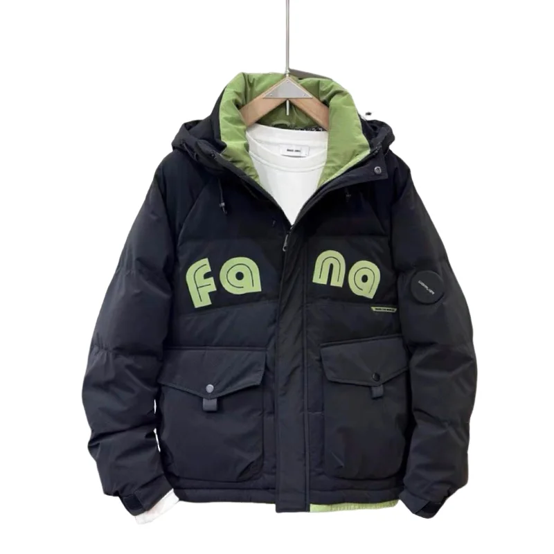 Новый зимний пуховик с капюшоном мужская модная брендовая утолщенная теплая