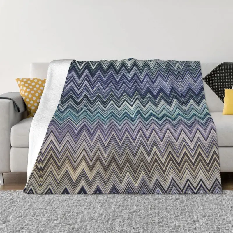 

Home Zig Zag Bohemian 3D Printed Blankets Breathable Soft Flannel Autumn Zigzag Boho Pastel Throw Blanket for Sofa Home Bedding