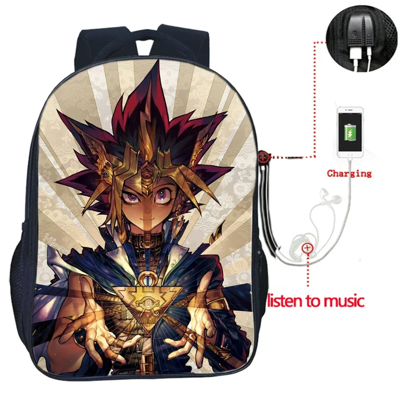 Рюкзак Yu-Gi-Oh для мужчин и женщин красивый ранец ноутбука с USB-зарядкой подростков