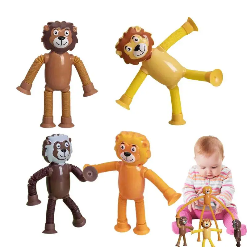 

Retractable Suction Cup Lion Toy Shape-Changing Animal Telescopic Tube Cartoon Puzzle Suction Cup Parent-Child Interactive Toy
