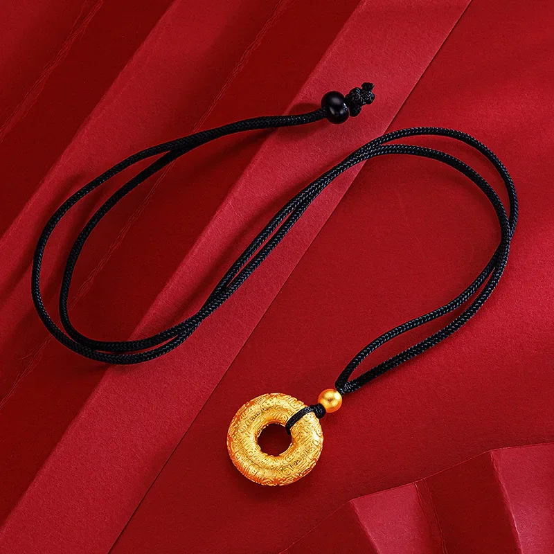 Подвеска Baifu Ping An Buckle из настоящего золота 9999 желтое золото 24 карата