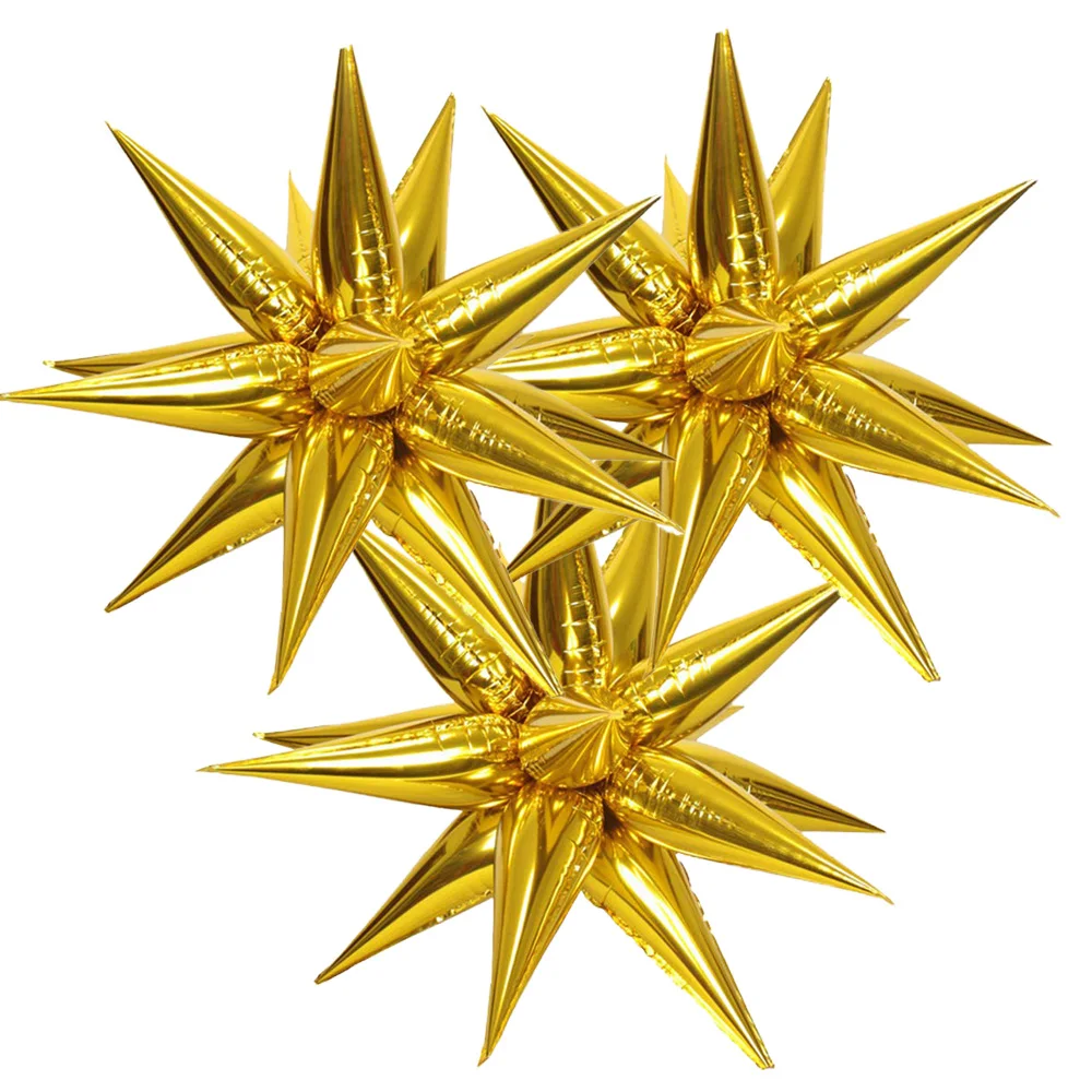 

12Pcs/Set Large 3D Explosion Star Foil Balloon Gold Starburst Cone Balloons Birthday Wedding New Year Party Decoration Silvery