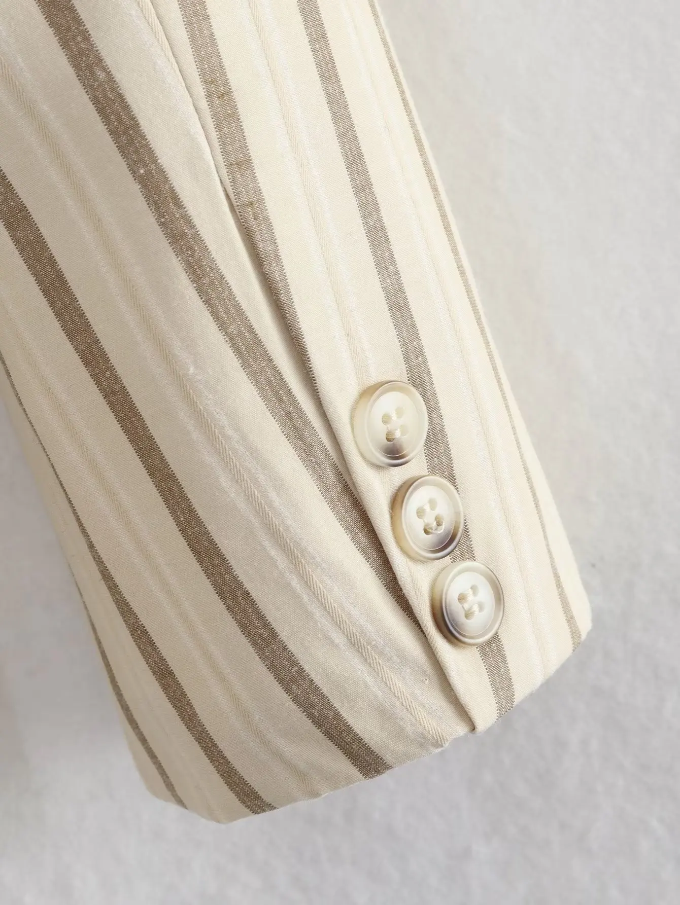 Elmsk 2023 New FashionRetro Beige Blazers Ins Blogger Ladies Striped Casual Suit Jacket