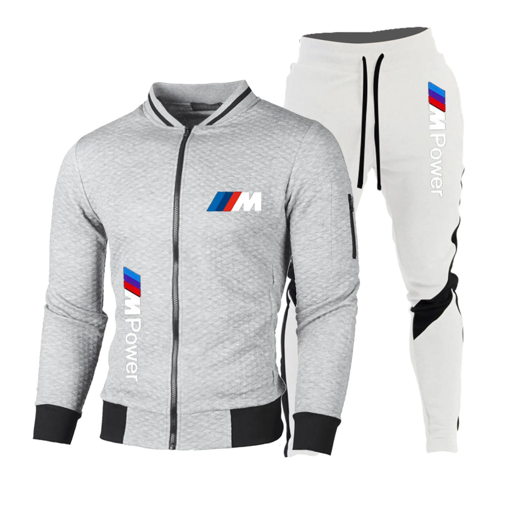 New Men's Set Sports Fashion Brand Set Full Panel Zipper Sweatshirt+Men's Sweatpants Set 2-piece Sports Slim Fit