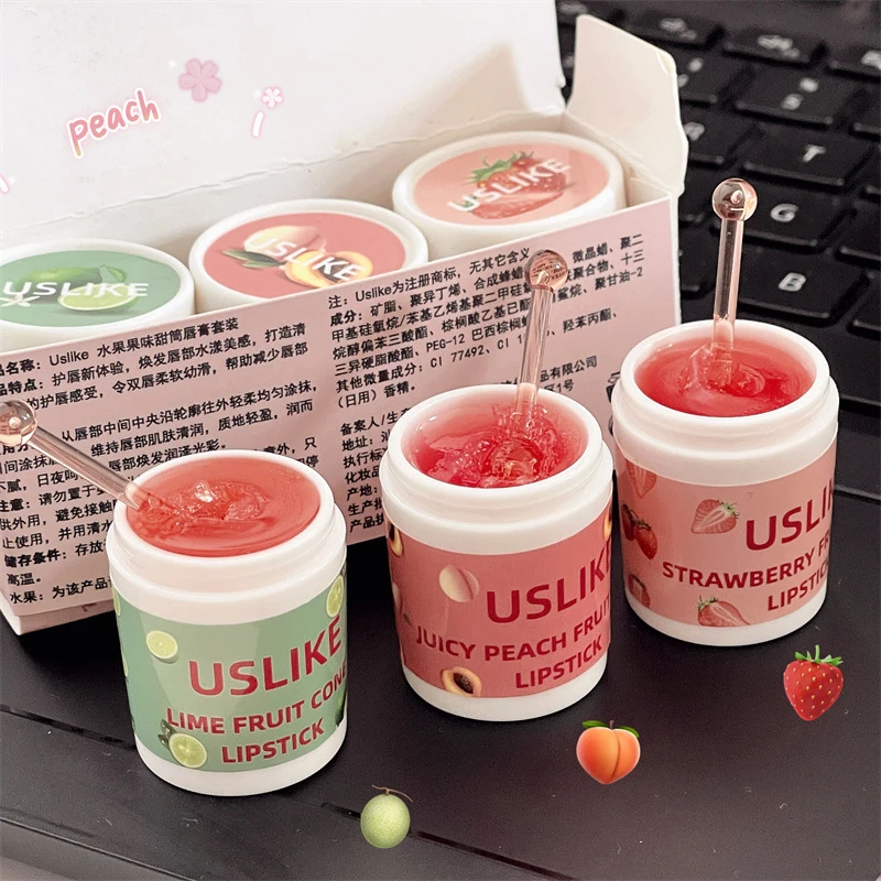 

1/3pcs Strawberry Lip Balm Moisturizing Hydrating Peach Lip Sleep Mask Reduce Lip Lines Fruit Cone Lipstick Lips Care Cosmetics