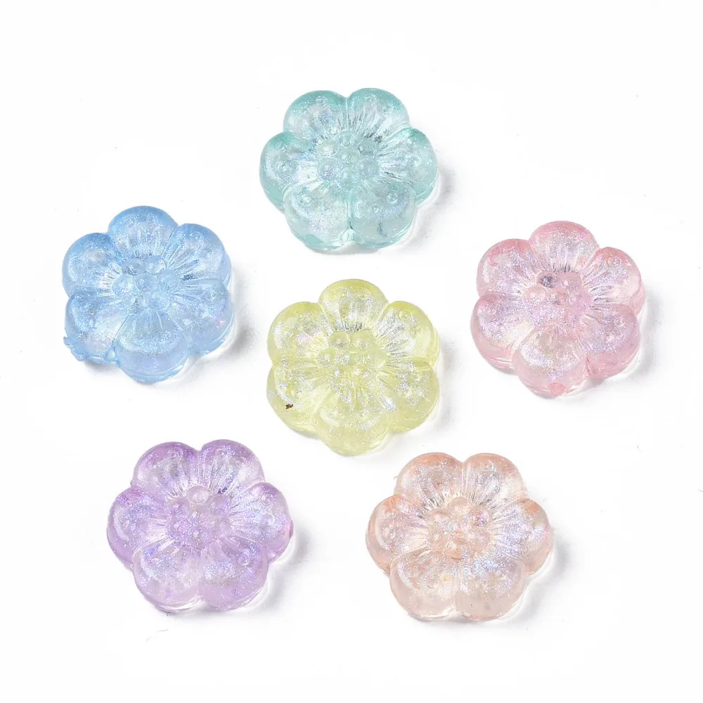 

500g Transparent Acrylic Beads Glitter Powder Flower Mixed Color 13x12x4mm Hole: 1.2mm about 1150pcs/500g