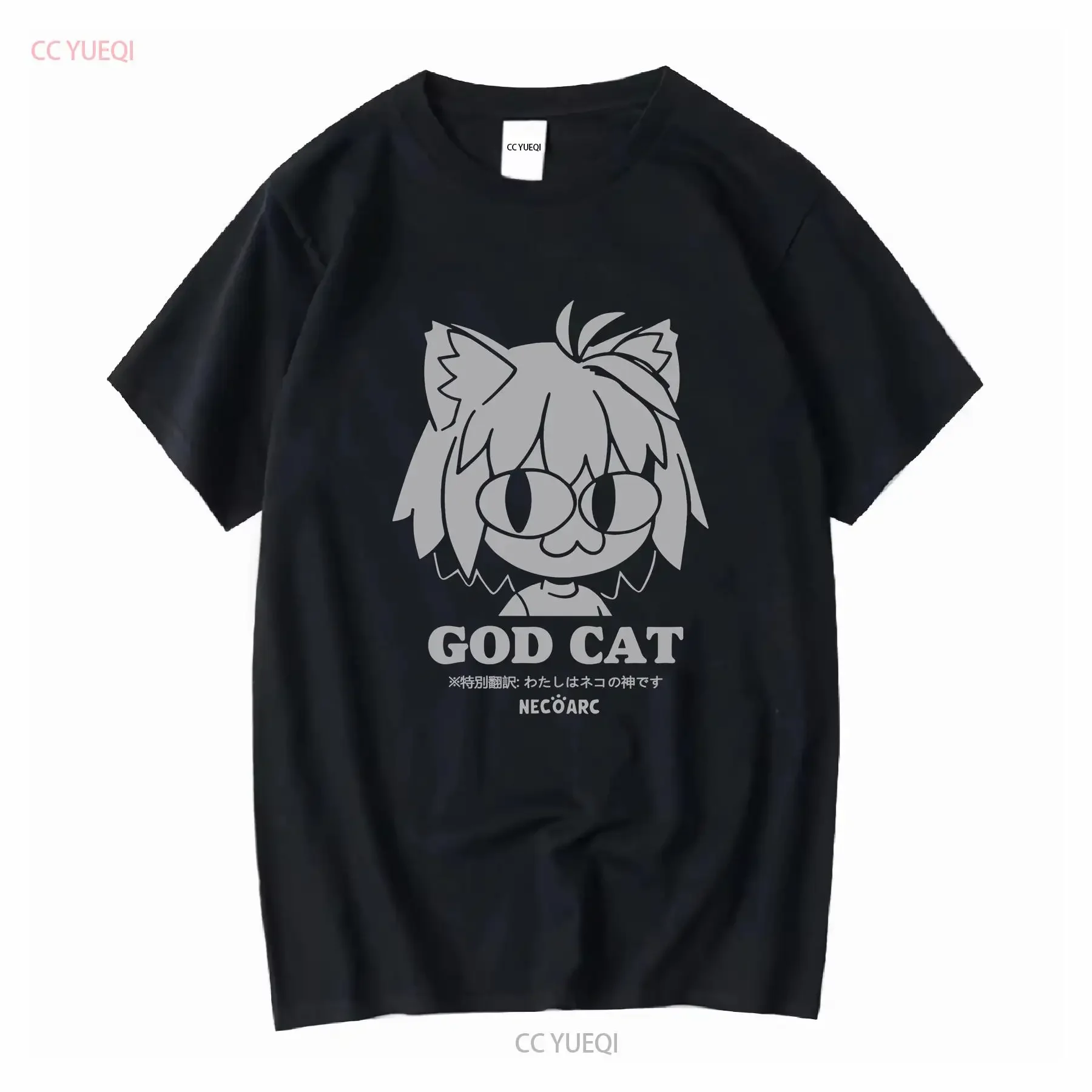 Фото COSPA Tsukihime Кусок синего стекла луна GOD CAT Neko Arc Футболка ЧЕРНАЯ M винтажная стираная мужская дизайнерская одежда Растянутая №1
