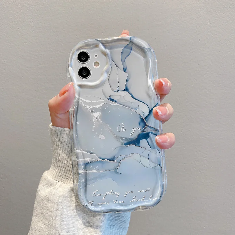 Coloful Wave Edge Phone Case For iPhone 16 Pro Max 15 14 13 12 11 7 8 Plus XS XR X Shock-resistant Bumper