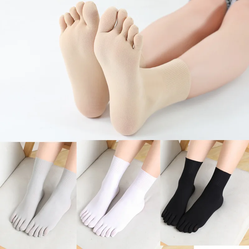 

1pair Women Five Toes Breathable Socks Velvet Ultrathin Five-Finger Invisible Anti-Skid Anti-Friction Boat Sock Short Socks