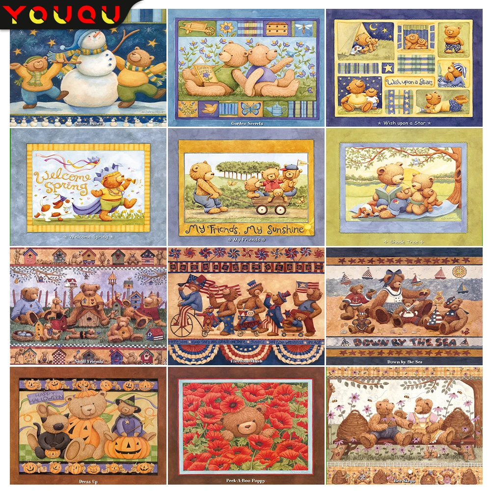 

YOUQU Diamond Painting “Teddy Bear” Diamond Embroidery Cross Stitch Cartoon DIY Mosaic Picture Handmade Home Decoration Gift