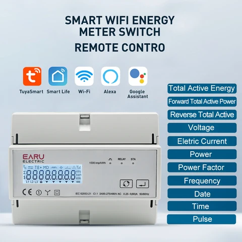 Трехфазный двунаправленный измеритель энергии кВтч Tuya Wi-Fi ZigBee, монитор, ваттметр с поддержкой Modbus RTU 3*85/190 в или 230 В переменного тока