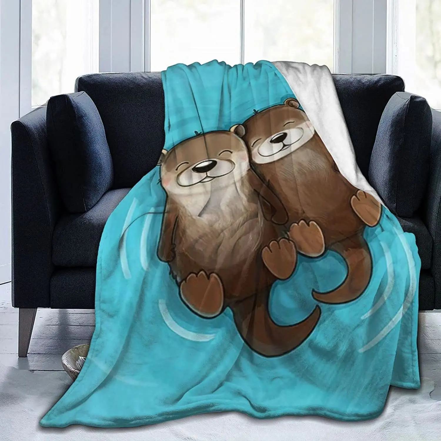 

Adorable Sea Otter Flannel Blanket Soft Comfy Micro Fleece Blanket Durable Sofa Blanket Comfortable Thermal Couch Throw Blanket