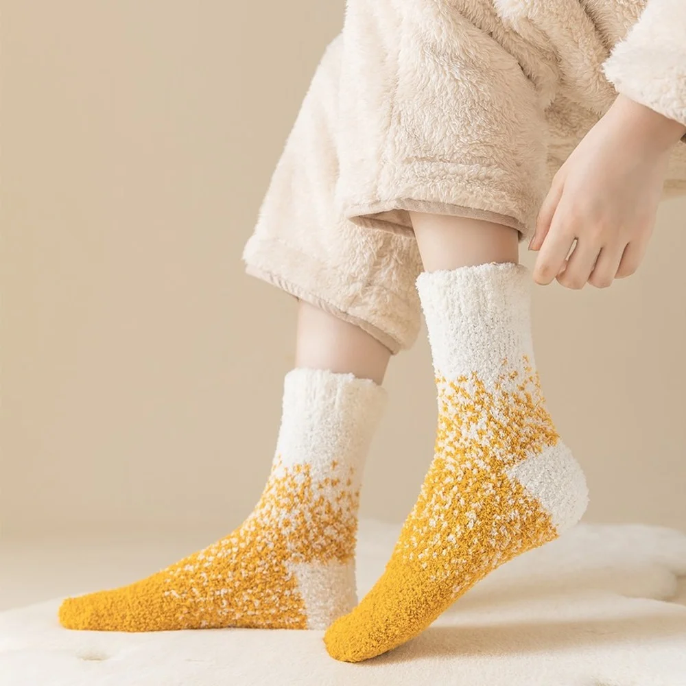 10 Pairs Autumn and Winter New Coral Fleece Socks Women Mid-tube Warm and Thick Women Cartoon Socks Full of Stars Sleeping Socks