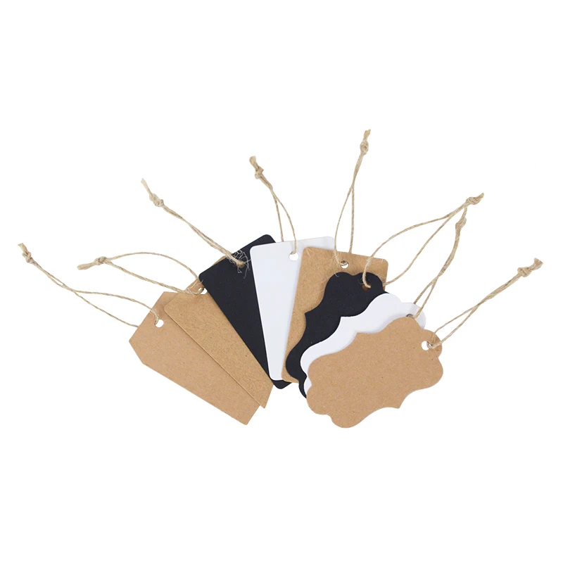 100pcs Retro Kraft Blank Rectangle Label Hang Tag Paper Handmade Card Price Wrap Ornament Gift Box Bag Decoration |