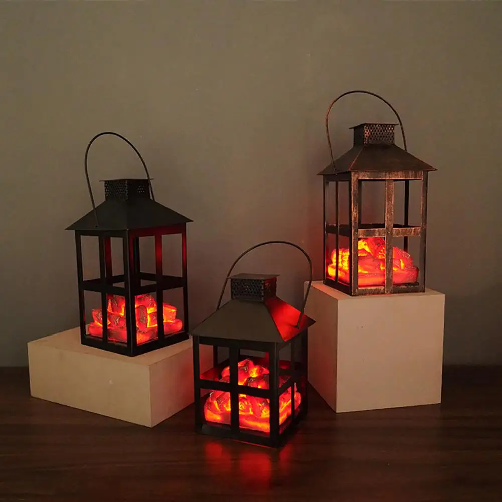 Realistic Charcoal Flame Lamp Led Retro Fireplace Lantern Ornaments For Christmas Halloween Decoration Room Decor Nightlights images - 6