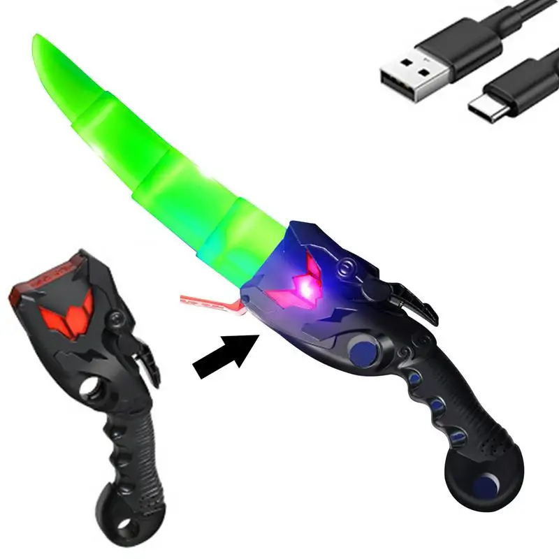 

Cosplay Blasters Knives Halloween Joke Disappear Cosplay Toys For Kids 7 Color Luminous Retractable Anti-Slip Handle Heavy