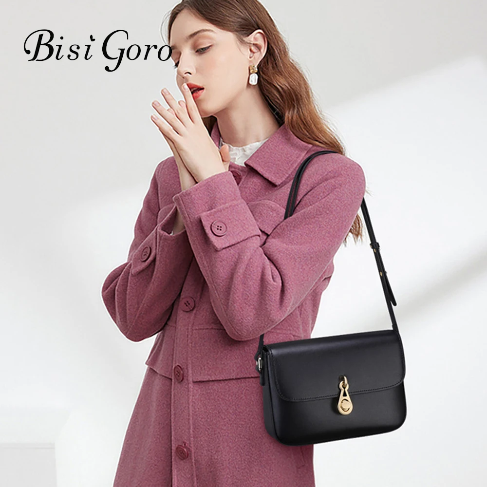 

Bisi Goro Luxury Women Bag 2022 New Fashion Underarm Small Saddle Bags High Quality Cow Leather Ladies Shoulder Crossbody Purse