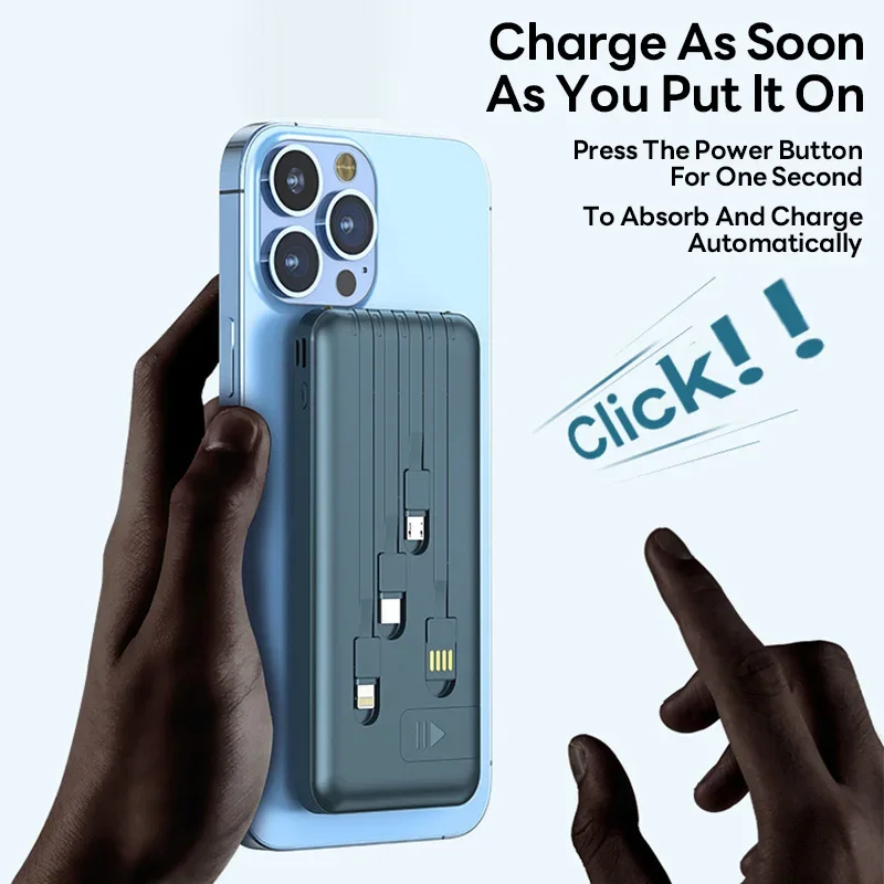 2024 Портативный 8000 мАч Magsafe Power Bank 10 Вт Qi Магнитный беспроводной внешний