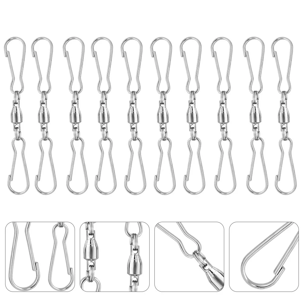 

10 Pcs Small Flower Basket Dual Clips Suspension Hooks Swivel Hanging Pots Hangers Rotatable Windsock Chimes Twisters