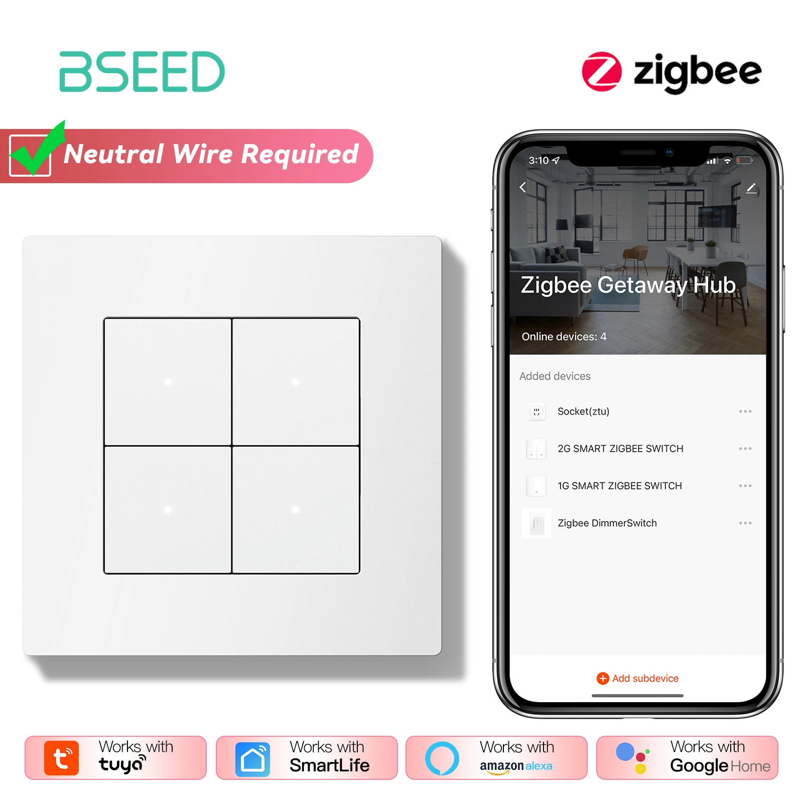 

BSEED Умный переключатель BSEED 86x86 мм