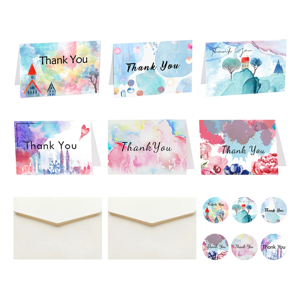 

48 Sets Thank You Card Wedding Stickers Favors Decorative Cards Paper Assorted Envelopes Baby Postcards Business