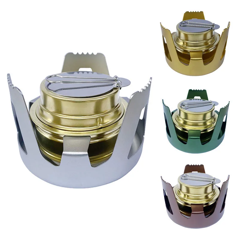 

Уличная спиртовая плита для кемпинга, портативная ветрозащитная двухцелевая спиртовая плита, аксессуары для пинических пеших прогулок с п...