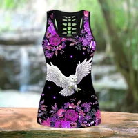 women fashion owl flower 3d print tank tops women vests workout shirt soft summer sport yoga sleeveless shirts plus size xs 8xl