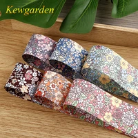 kewgarden 1 1 5 printed flower ribbon diy bowknot hair accessories make clothing hat gift packing decoration material 10 yards