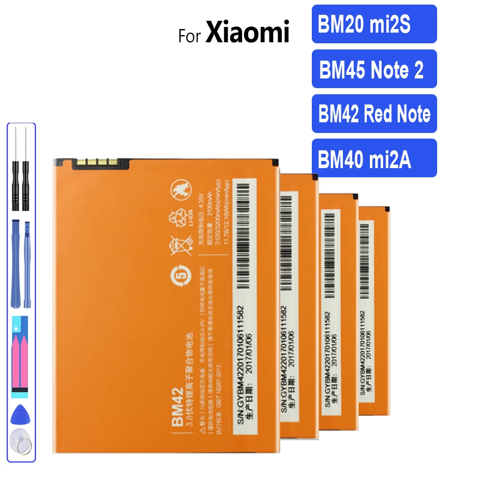 

For XIAO MI BM45 BM20 BM40 BM41 BM42 BM44 Battery For Xiaomi Mi Redmi Note 2 Note2/Mi2S Mi 2/2A/For Redmi 1S/Note1/For Redmi 2