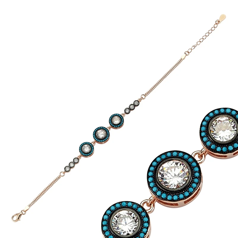 

Silver 925 Sterling Zircon Turquoise Gemstone Bracelet