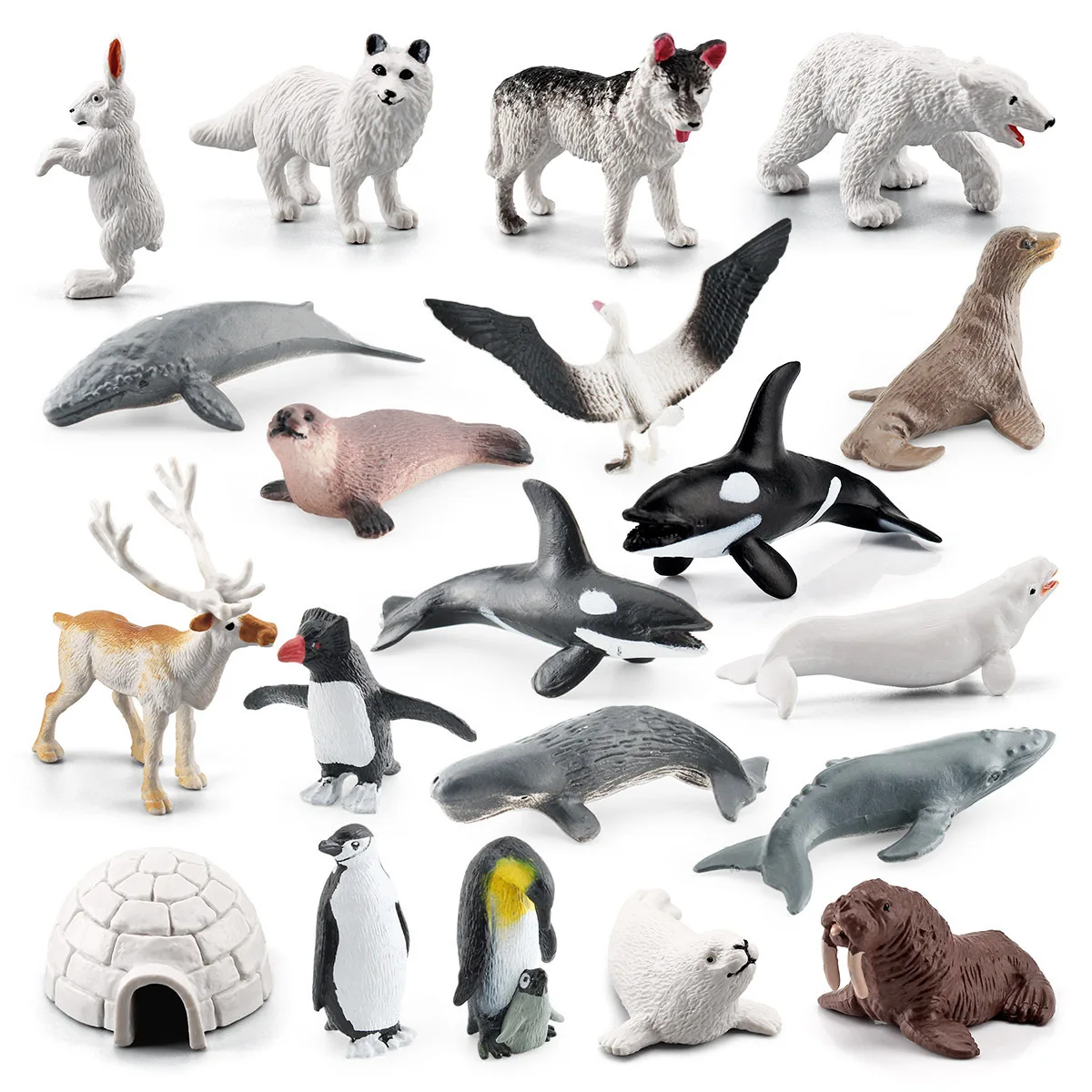 

Имитация 20 шт., полярный медведь, пингвин, олень, Кит, ледяной дом, мини-модель полярного животного, статическое украшение, игрушка в подарок
