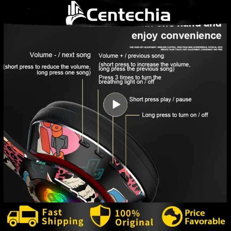 

bluetooth-compatible Headset Fashion 400 Mah Music Earphone Foldable Wireless Hand-painted Headphones Tws Earbuds