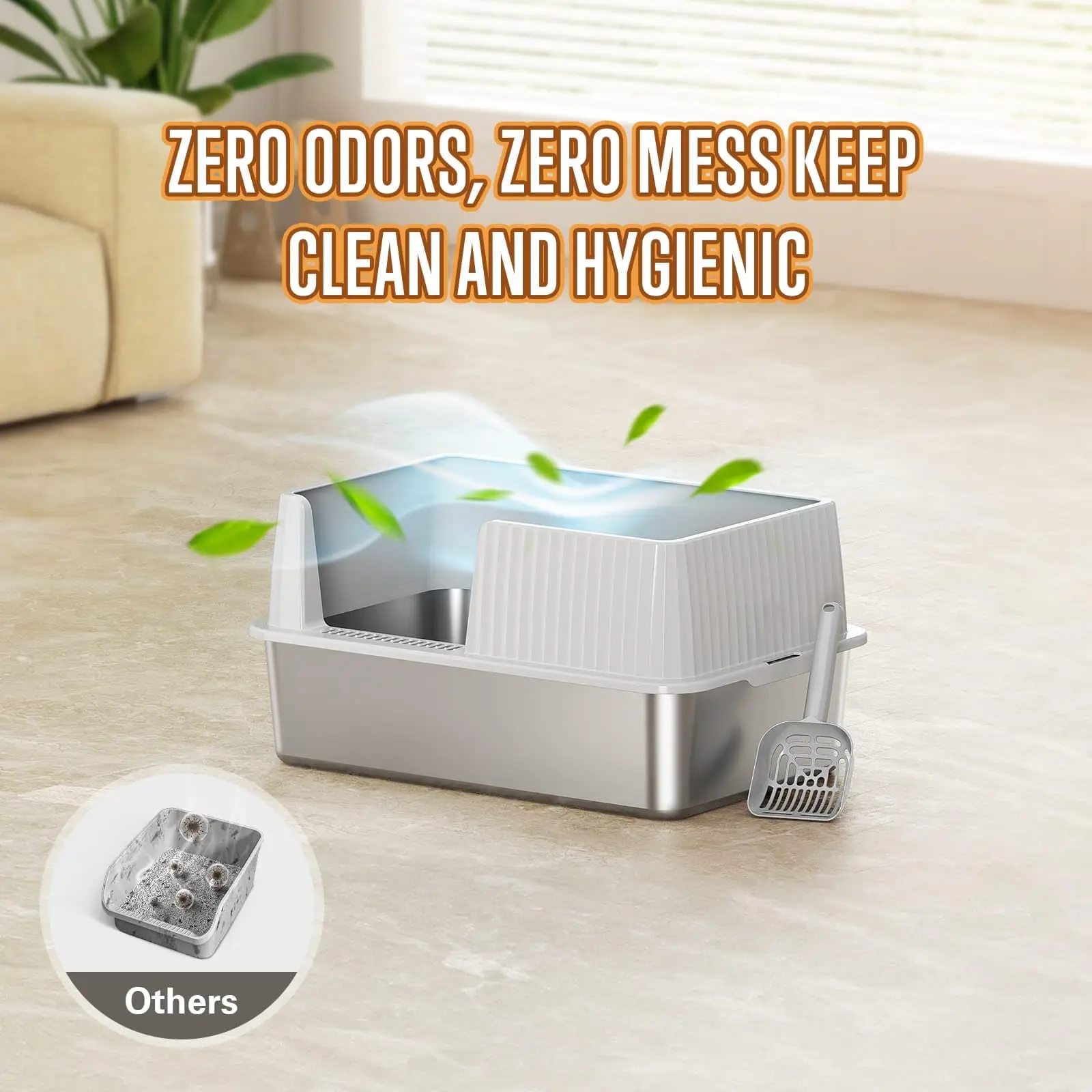 Контейнер для кошачьего туалета из нержавеющей стали антипригарный бокс с